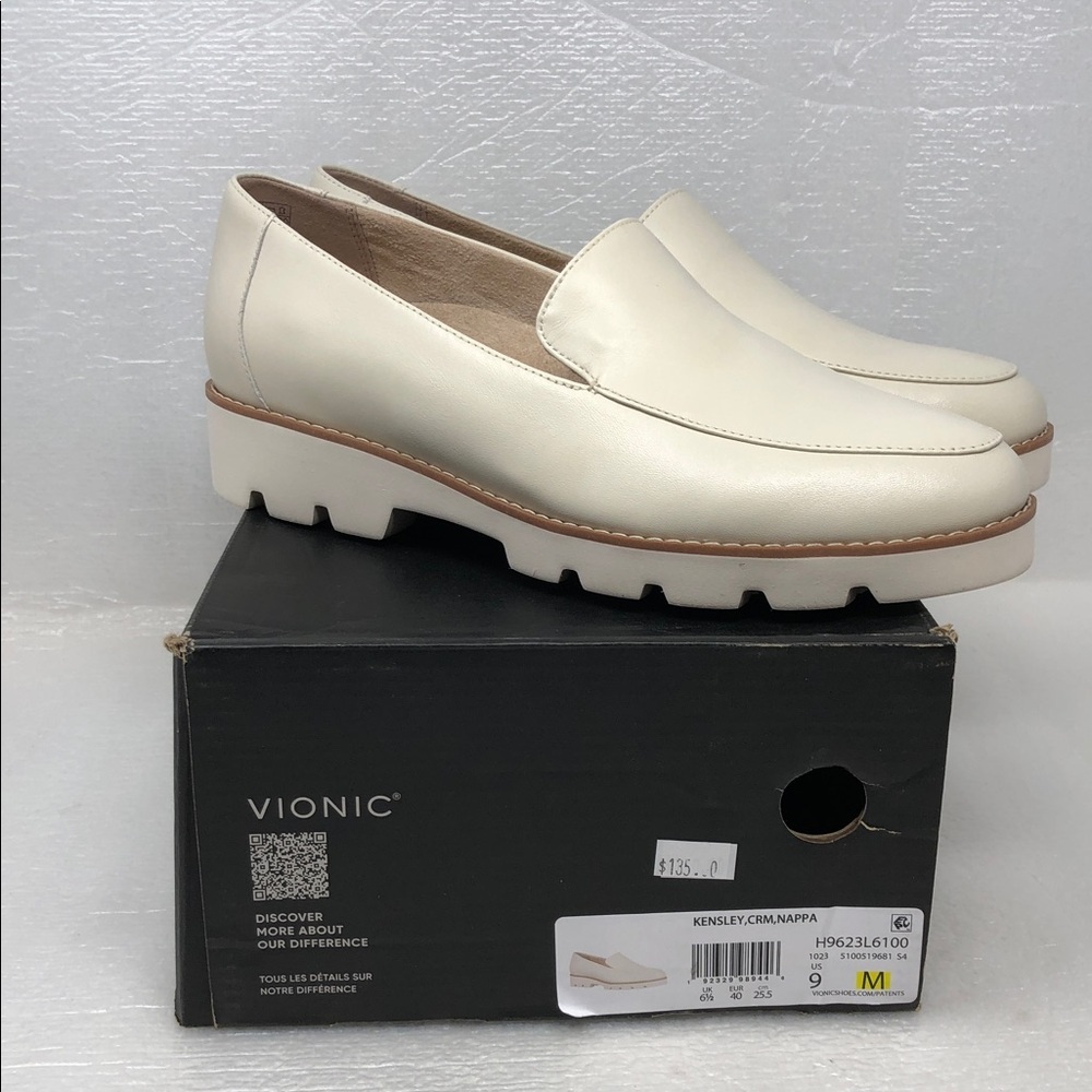 NEW Vionic Loafers Kensley Cream Leather Slip On Chunky Lug Soles Women’s Size 9 - Picture 14 of 16
